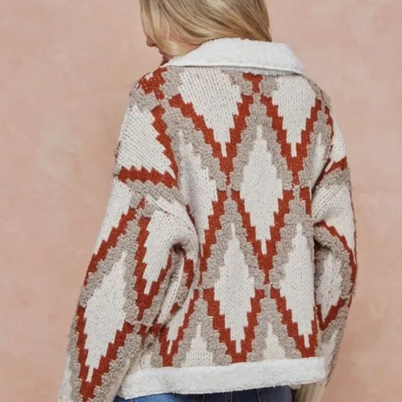 New Quilted Cardigan Sweater Coat / Women's Shacket Western Boho Jacket