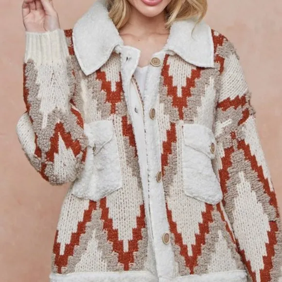 New Quilted Cardigan Sweater Coat / Women's Shacket Western Boho Jacket