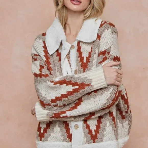 New Quilted Cardigan Sweater Coat / Women's Shacket Western Boho Jacket