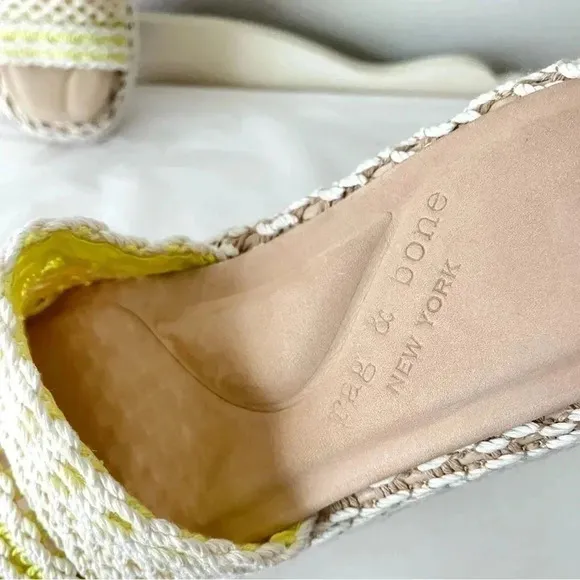 New Rag &amp; Bone Logan Platform Chunky Slide Crochet Platform Sandal Slides