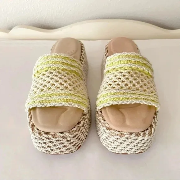 New Rag &amp; Bone Logan Platform Chunky Slide Crochet Platform Sandal Slides