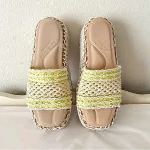 New Rag &amp; Bone Logan Platform Chunky Slide Crochet Platform Sandal Slides