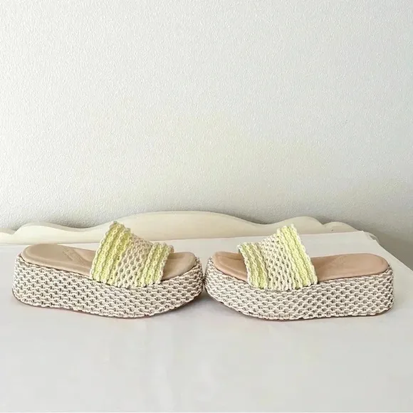 New Rag &amp; Bone Logan Platform Chunky Slide Crochet Platform Sandal Slides