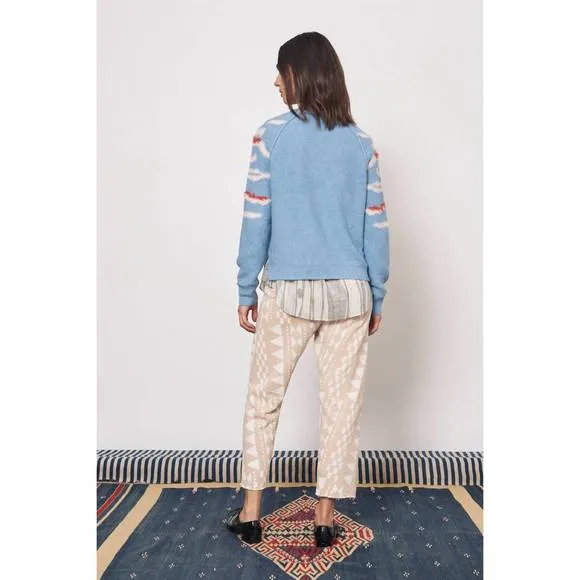 NEW RAQUEL ALLEGRA zuri pullover sweater in light denim/chalk