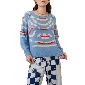 NEW RAQUEL ALLEGRA zuri pullover sweater in light denim/chalk