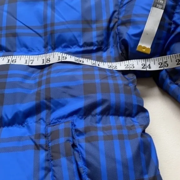 NEW RARE Authentic Juicy Couture Black Label Puffer Ski Coat Blue Tartan Winter