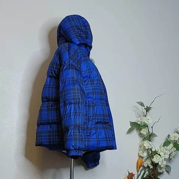 NEW RARE Authentic Juicy Couture Black Label Puffer Ski Coat Blue Tartan Winter