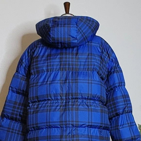 NEW RARE Authentic Juicy Couture Black Label Puffer Ski Coat Blue Tartan Winter