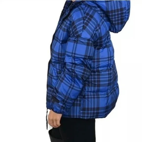 NEW RARE Authentic Juicy Couture Black Label Puffer Ski Coat Blue Tartan Winter
