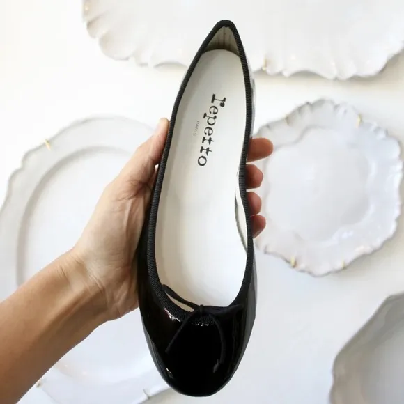 New Repetto x Free People Cendrillon Ballerina 8 Black Shiny Leather Flat France