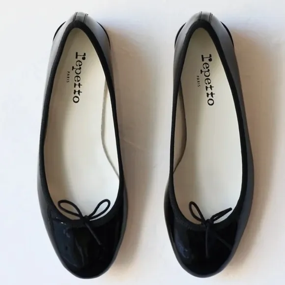 New Repetto x Free People Cendrillon Ballerina 8 Black Shiny Leather Flat France