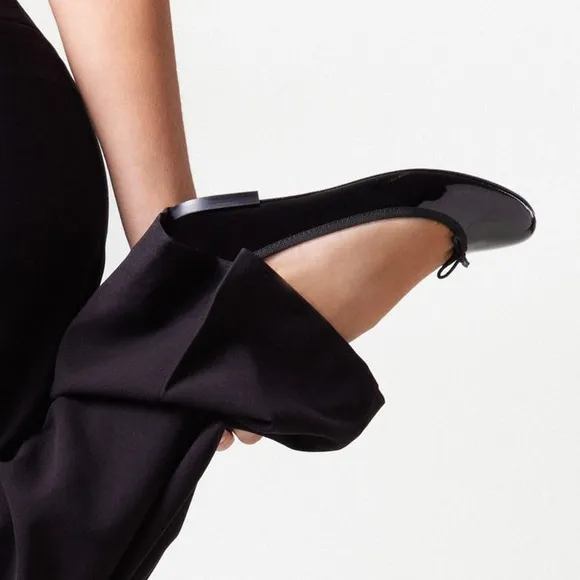 New Repetto x Free People Cendrillon Ballerina 8 Black Shiny Leather Flat France