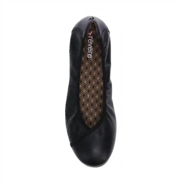 NEW REVERE women's nairobi ballet flat in black lizard/onyx