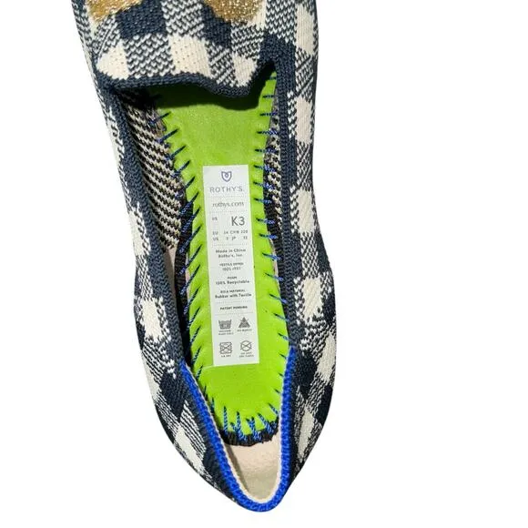 New! Rothy's Kids Gingham Heart Limited Edition Loafers - Size 3