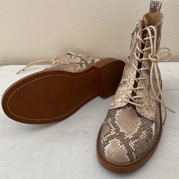 New Sam Edelman Nina snakeskin combat lace up Boots
