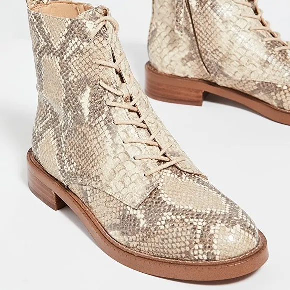 New Sam Edelman Nina snakeskin combat lace up Boots