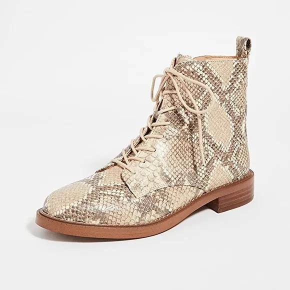 New Sam Edelman Nina snakeskin combat lace up Boots