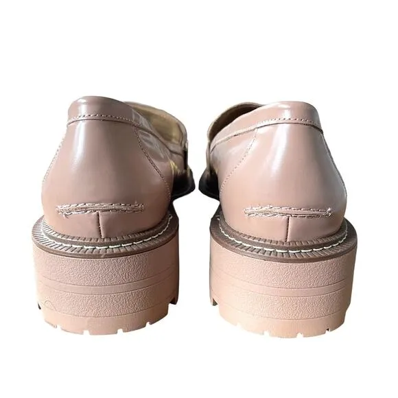 NEW Sam Edelman Womans 10 Laurs Leather Horse Bit Loafers Chunky Lug Sole Beige