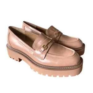 NEW Sam Edelman Womans 10 Laurs Leather Horse Bit Loafers Chunky Lug Sole Beige