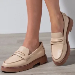 NEW Sanctuary Westside Oatmilk Leather Loafers Size 6
