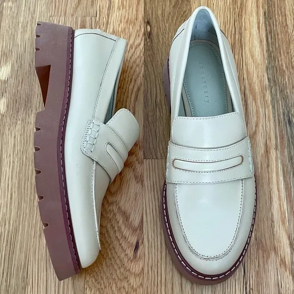 NEW Sanctuary Westside Oatmilk Leather Loafers Size 6