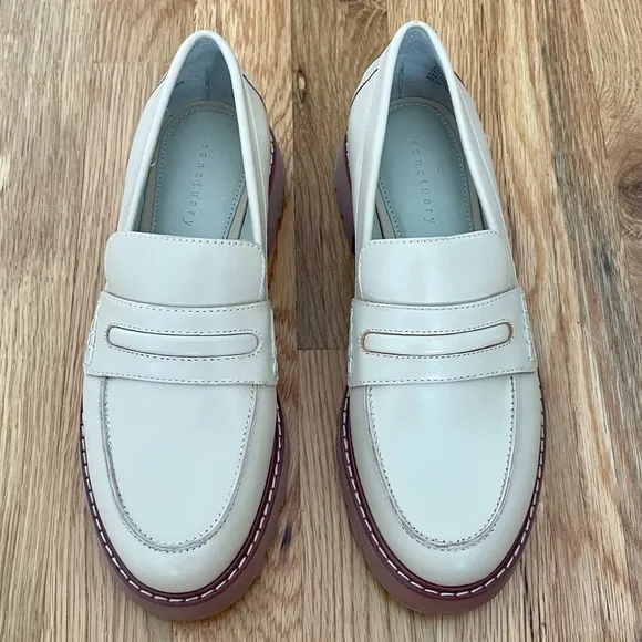 NEW Sanctuary Westside Oatmilk Leather Loafers Size 6