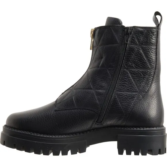 NEW SHOECOLATE Made in India Quilted Zip Boots - Leather  For Women black 463sn