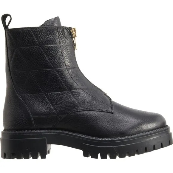 NEW SHOECOLATE Made in India Quilted Zip Boots - Leather  For Women black 463sn
