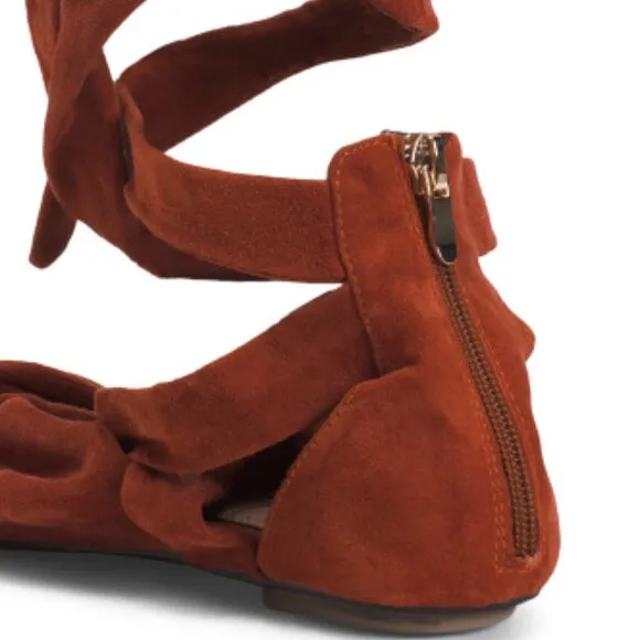 NEW  SILENT D Suede Patentta Flats rust for women 563tn