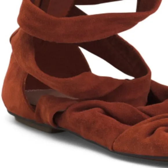 NEW  SILENT D Suede Patentta Flats rust for women 563tn