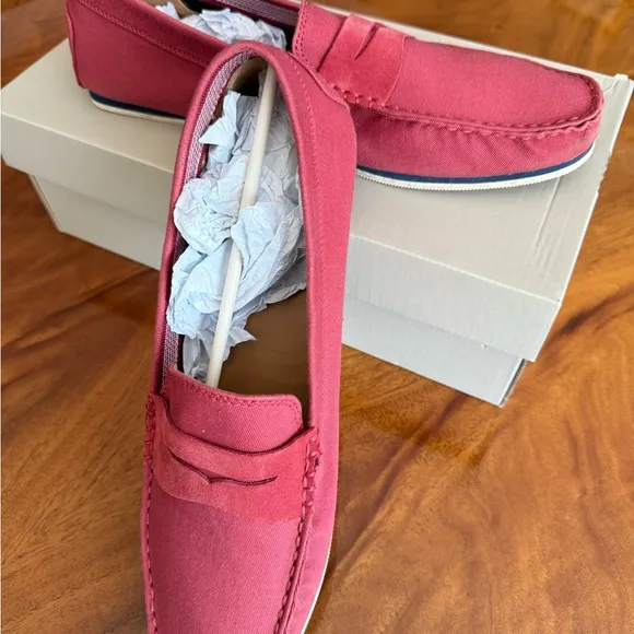 New size 10.5 Lacoste Red Slip-On Loafers textile Vibrant Style‼️😊