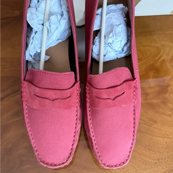 New size 10.5 Lacoste Red Slip-On Loafers textile Vibrant Style‼️😊