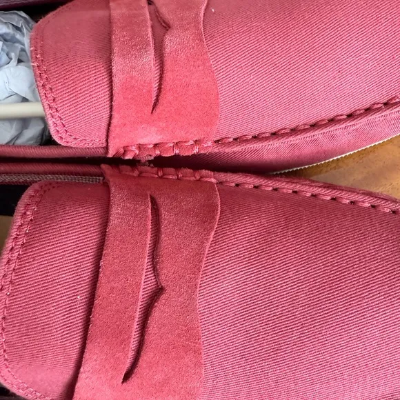 New size 10.5 Lacoste Red Slip-On Loafers textile Vibrant Style‼️😊