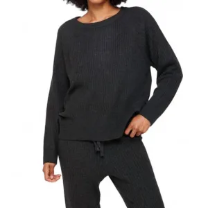 NEW SPIRITUAL GANGSTER luxe essential doutzen ballet sweater in charcoal