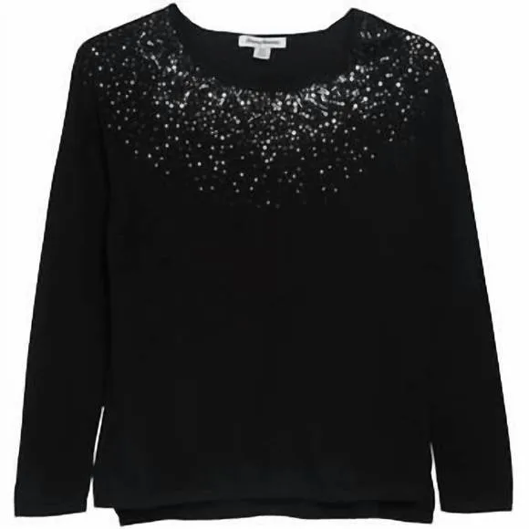 NEW TOMMY BAHAMA silver vista crew sweater in black