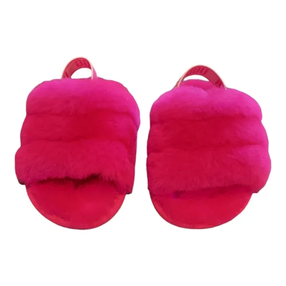 New! UGG I Fluff Yeah Slides in Rock Rose Size 4 (12-18 months)