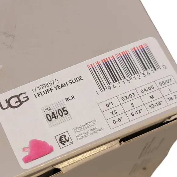 New! UGG I Fluff Yeah Slides in Rock Rose Size 4 (12-18 months)