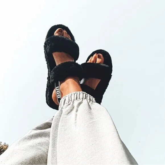 NEW UGG OH YEAH SLIDES SLIPPER SHEEPSKIN FURRY SANDALS