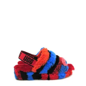 NEW UGG women's fluff yeah cali collage slides in red
