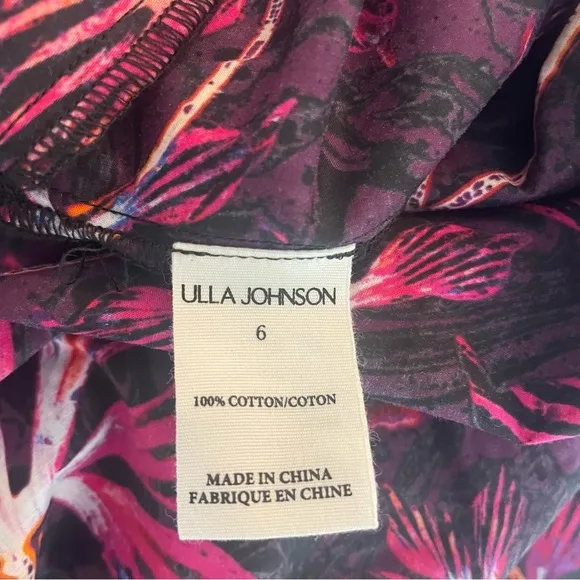 New! Ulla Johnson Caprice black pink printed dress 22732