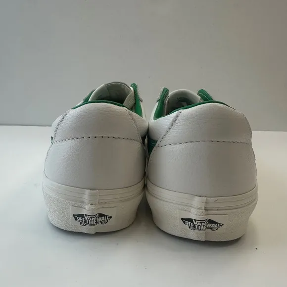 New Vans SK8 Low Top Sneakers White Green Leather Casual Unisex Men 9.5 Women 11