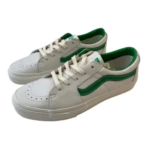 New Vans SK8 Low Top Sneakers White Green Leather Casual Unisex Men 9.5 Women 11