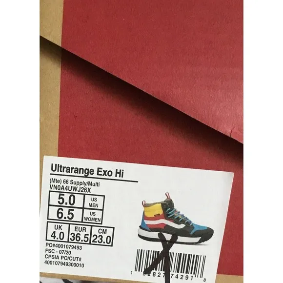 New VANS Wm 6.5, Men Boys 5  UltraRange EXO Hi MTE Multicolor Sneakers 36.5 Eu