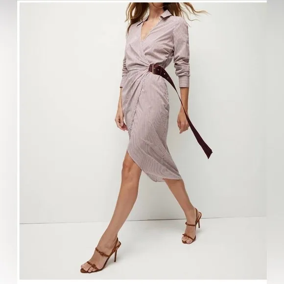 NEW VERONICA BEARD jacinda dress in dark raspberry/off-white SZ 6 🔥✨✨