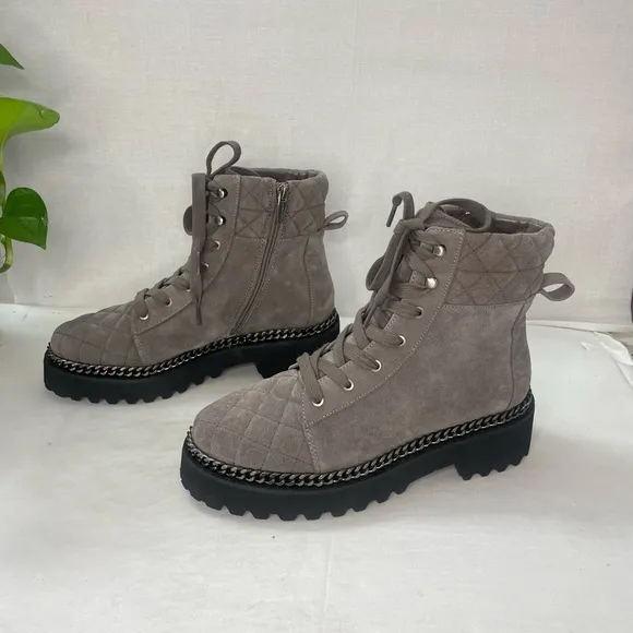 New! Vince Camuto Merindil‎ Gray SuedeCombat Boot 9M
