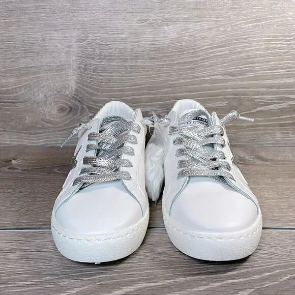 NEW Vintage Havana Carla Women’s Size 7.5 White Silver Shimmer Low Top Sneakers