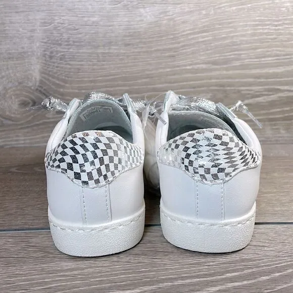 NEW Vintage Havana Carla Women’s Size 7.5 White Silver Shimmer Low Top Sneakers