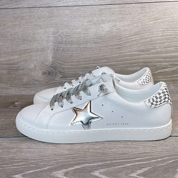 NEW Vintage Havana Carla Women’s Size 7.5 White Silver Shimmer Low Top Sneakers
