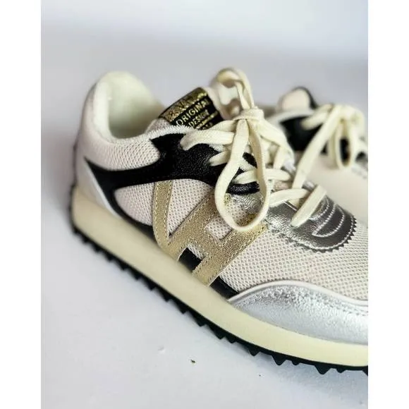 NEW VINTAGE HAVANA women's cosmic 13 sneaker in white silver gold