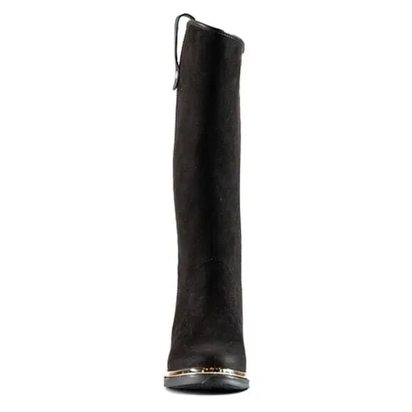 NEW WET KNOT Faux Suede Waterproof Equus Quilted High Shaft Boots black 367tmn